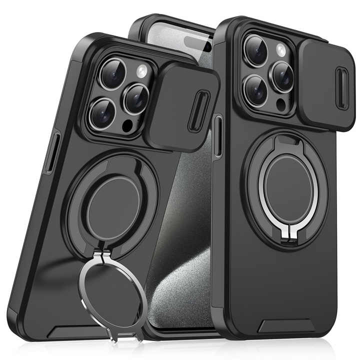 iPhone 15/15 Pro/16/16 Pro/16 Plus/16 Pro Max TPU + PC Hybrid Slide Window Lens Protection Mobile Phone Case