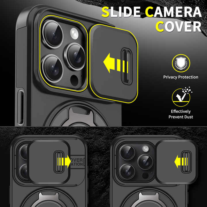 iPhone 15/15 Pro/16/16 Pro/16 Plus/16 Pro Max TPU + PC Hybrid Slide Window Lens Protection Mobile Phone Case
