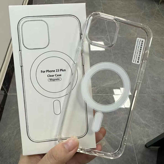 Anti-yellow Cover With Box for iPhone clear Magnetic case Transparent Acrylic Design